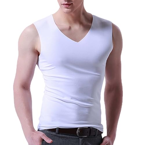 Camiseta interior para hombre, sin mangas, con cuello de... - Bon plan à 1.09€