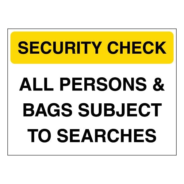 V Safety Security Check - All Persons & Bags Subject To... - Home & Kitchen Amazon UK à 3.18€