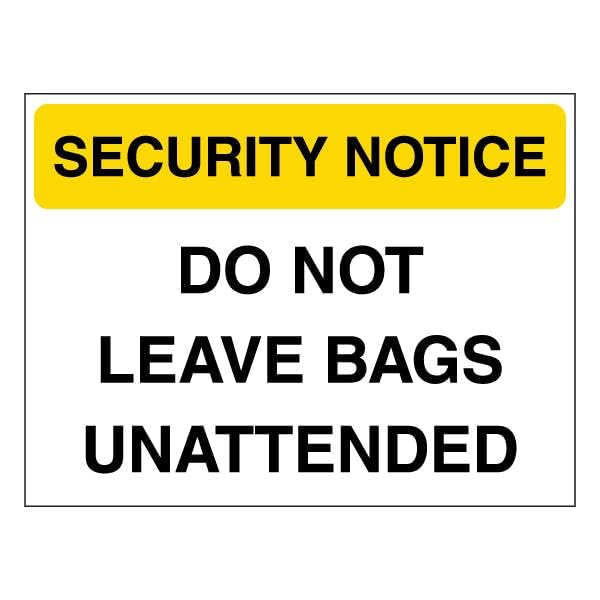 V Safety Security Notice - Do Not Leave Bags Unattended... - Maison & Cuisine Amazon Royaume-Uni à 2.78€
