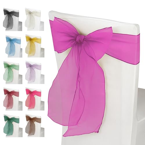 1 écharpe de chaise en organza fuchsia - Large pour nœuds... - Maison & Cuisine en promo à 2.52€