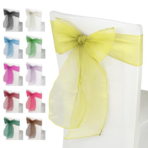 1 écharpe de chaise en organza citron - Large pour nœuds... - Maison & Cuisine en promo à 2.52€