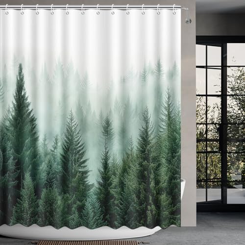 APROPHIC Wald Duschvorhang 180x180 cm, Naturlandschaft Weiß... - Maison & Cuisine Amazon Allemagne à 8.79€