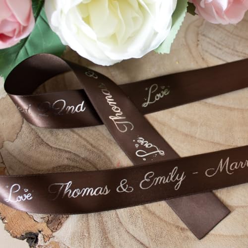 Personalised Wedding Ribbon - 15mm, 25mm, 50mm and 100mm –... - Loisirs Créatifs Amazon Royaume-Uni à 1.49€