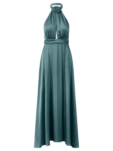 APART Satinkleid mit Neckholder und Drapierung, dunkelgrün... - Réduction -74% à 39.08€