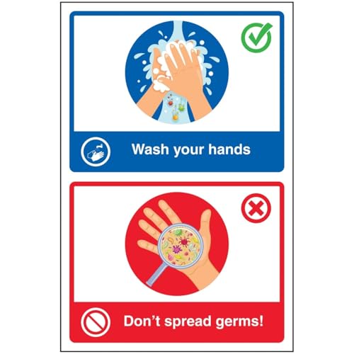 V Safety Wash Your Hands/Don't Spread Germs! Poster 200 x... - Fournitures Bureau Amazon Royaume-Uni à 2.86€