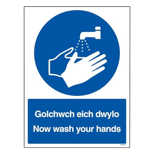 V Safety Welsh/English - Now Wash Your Hands 150 x 200mm... - Maison & Cuisine Amazon Royaume-Uni à 1.87€