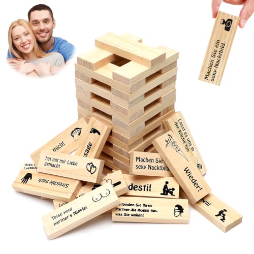 Gohytal Wooden Tumbling Tower Game, 48 Wooden Stacking... - Jouets & Jeux Amazon Royaume-Uni à 1.59€
