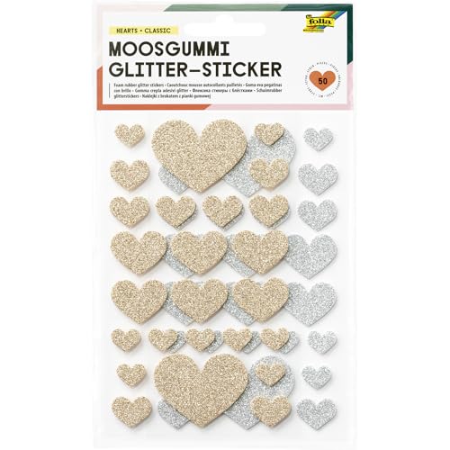 folia 23772 - Moosgummi Glitter-Sticker HEARTS CLASSIC, 50... - Maison & Cuisine Amazon Allemagne à 2.85€