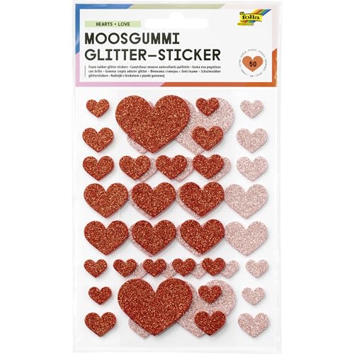 folia 23771 - Moosgummi Glitter-Sticker HEARTS LOVE, 50... - Maison & Cuisine Amazon Allemagne à 3.79€