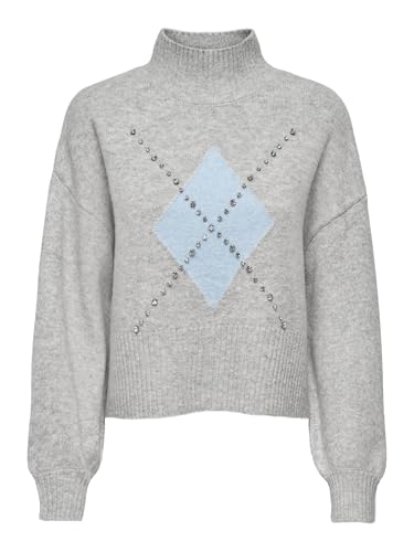 ONLY Onlwakefield Life LS Bling Highneck KNT, Gris Claro, M - Amazon Espagne à 10.54€