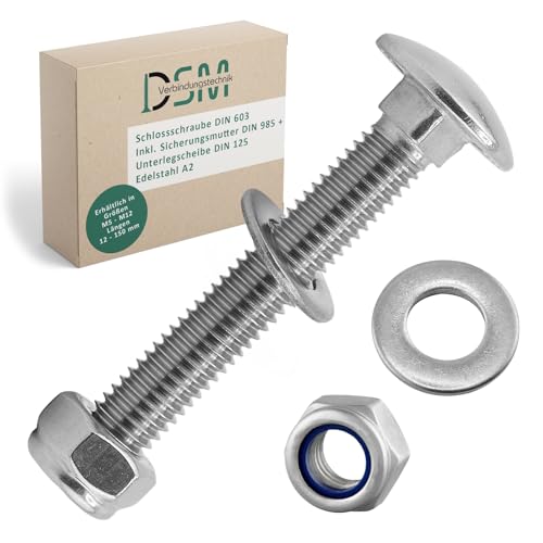 DSM – Viti a testa tonda M12 x 45 mm secondo DIN 603 – Dado... - Bricolage & Outils Amazon Italie à 11.79€