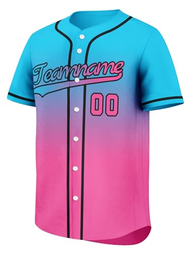Custom Gradient Baseball Jersey for Men Personalized Name... - Sports & Fitness en promo à 5.99€