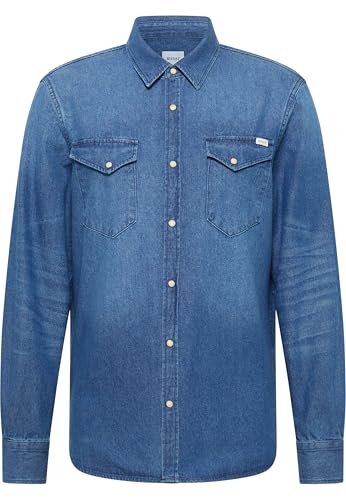 MUSTANG Style Duver Camisa, Azul Medio 502, S Hombres - Bon plan à 20.59€