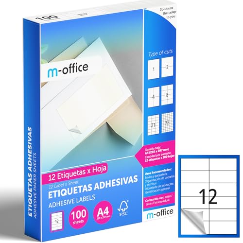 M-office Étiquettes Autocollantes - Imprimables, Blanches... - Auto & Moto Amazon France à 14.32€