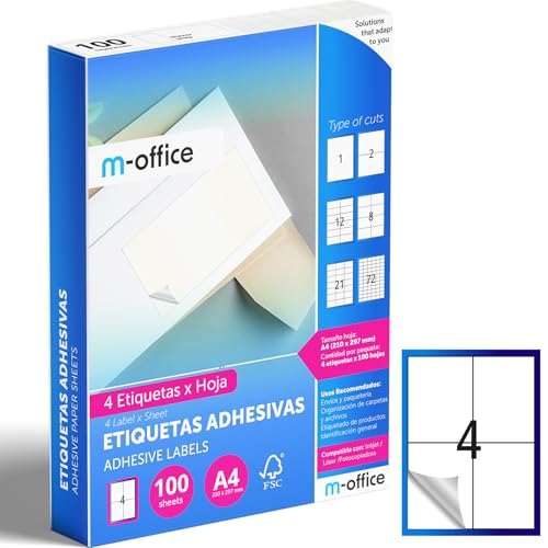 M-office Étiquettes Autocollantes - Imprimables, Blanches... en promo à 15,37€ (-43%) sur Amazon FR