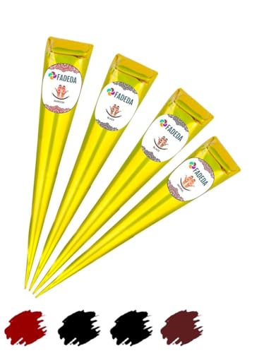 4 x FADEDA Henna Cones, 4 x 25 g Natural Paste, 2 x Black... - Jardin & Extérieur en promo à 0.86€