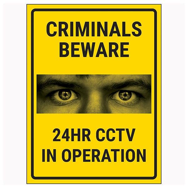 V Safety Criminals Beware 24HR CCTV In Operation 150 x... - Maison & Cuisine en promo à 1.86€