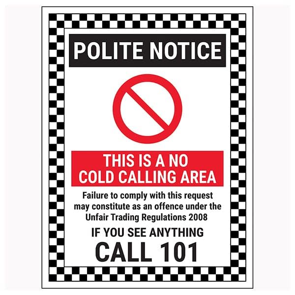 V Safety Polite Notice/This Is A No Cold Calling... - Maison & Cuisine Amazon Royaume-Uni à 1.91€