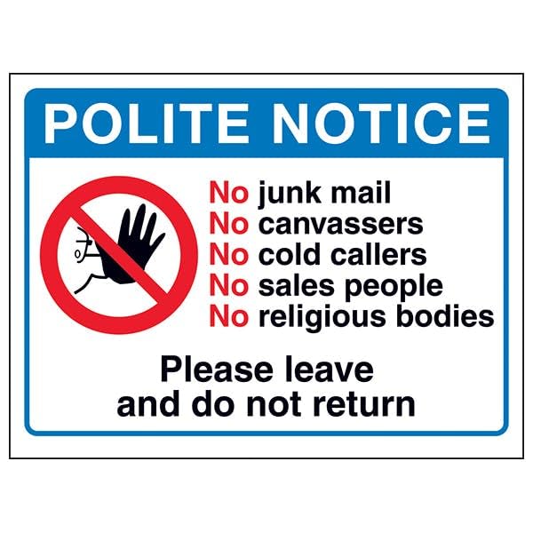 V Safety Polite Notice, No Junk Mail, No...Please Leave and... - Maison & Cuisine Amazon Espagne à 6.22€