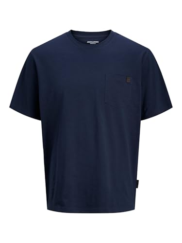 JACK & JONES Jjedover Slub tee SS Noos, Azul Marino, XS - Bon plan à 13.04€