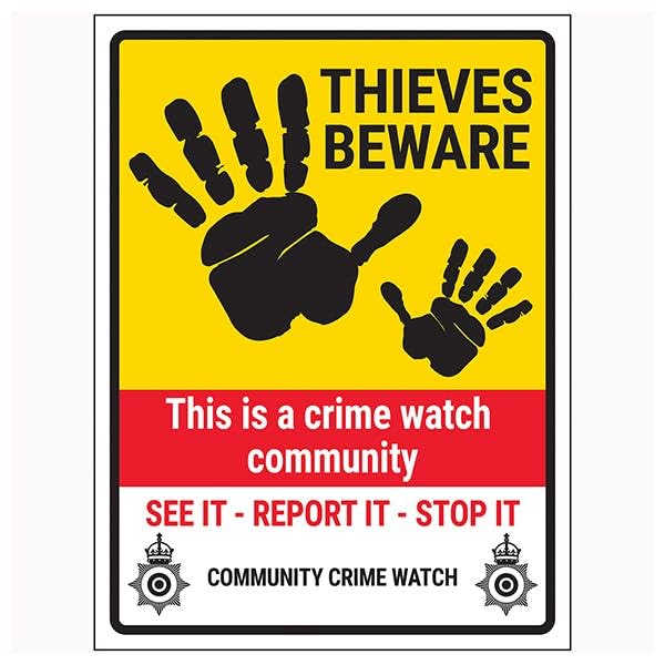 V Safety Thieves Beware/Crime Watch Community/See It-Report... - Maison & Cuisine Amazon Royaume-Uni à 1.86€