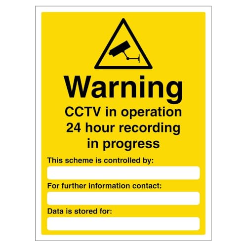 V Safety Warning CCTV In Operation 24 Hour - Portrait 150 x... - Home & Kitchen Amazon UK à 1.80€