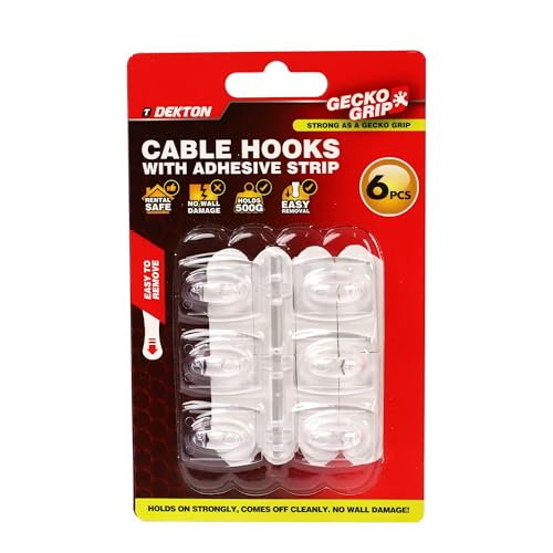 Dekton Geckogrip Clear Cable Hooks 6pc- Self-Adhesive Cable... - Maison & Cuisine Amazon Royaume-Uni à 4.94€