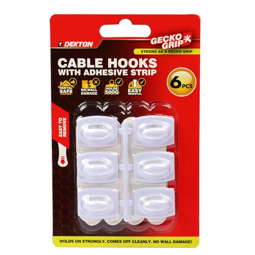 DEKTON Geckogrip White Cable Hooks 6pc- Self-Adhesive Cable... - Home & Kitchen Amazon UK à 1.99€