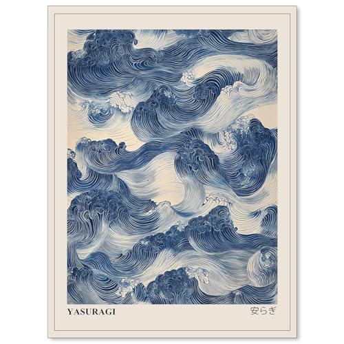 Stampa artistica da parete giapponese con onde blu vintage... - Amazon Italie à 1.17€