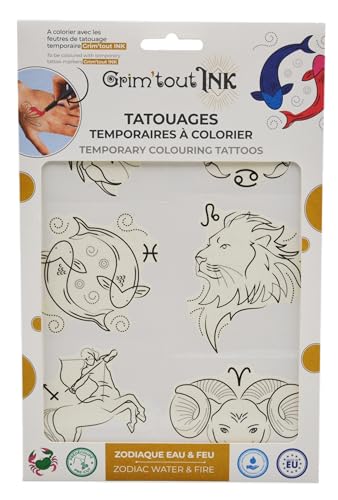 GRIM'TOUT – Tatuajes Temporales para Colorear – Zodíaco... - Auto & Moto Amazon Espagne à 2.65€