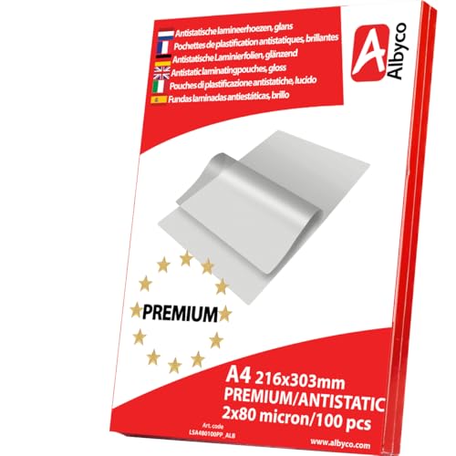 Albyco Copertina per Plastificazione A4 Premium ANTISTATICA... - Fournitures Bureau en promo à 7.19€