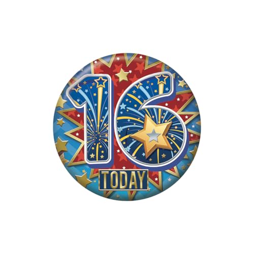 Stars Blue 16th Birthday Badge – Sweet Sixteen Party Pin... - Jouets & Jeux Amazon Royaume-Uni à 1.99€