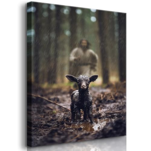 Jesus and Lamb Wall Art Jesus Running After Lost Lamb... - Sports & Fitness en promo à 1.00€