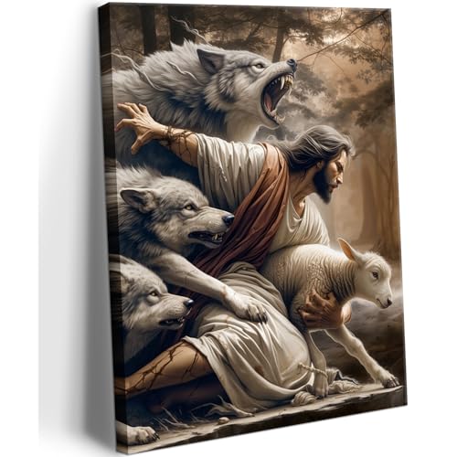 Jesus and Lamb Canvas Wall Art Jesus Saves The Lost Lamb... - Amazon Royaume-Uni à 1.00€