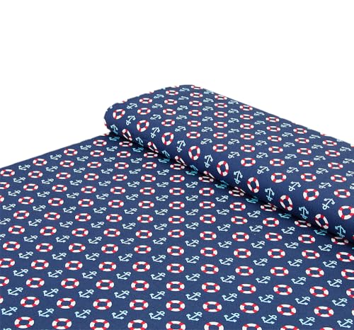 Baumwoll Stoff 100% Baumwolle Anker Rettungsinge blau... - Loisirs Créatifs Amazon Allemagne à 1.99€