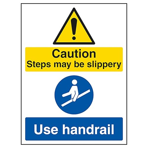 V Safety Caution Steps May Be Slippery/Use Handrail 150 x... - Home & Kitchen Amazon UK à 3.21€