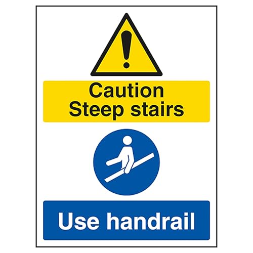 V Safety Caution Steep Stairs/Use Handrail 200 x 300mm... - Maison & Cuisine Amazon Royaume-Uni à 2.20€