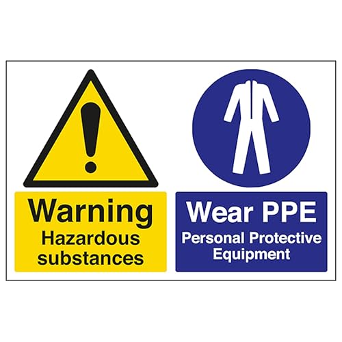 V Safety Warning Hazardous Substances/Wear PPE 300 x 200 mm... - Maison & Cuisine en promo à 2.40€
