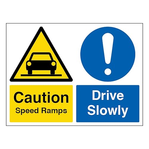 V Safety Caution Speed Ramps/Drive Slowly - Landscape 600 x... - Maison & Cuisine en promo à 7.89€