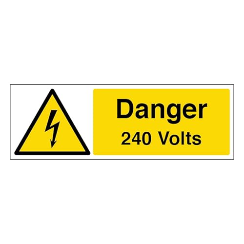 V Safety Danger 240 Volts - Landscape 300 x 100 mm - Self... - Home & Kitchen Amazon UK à 1.90€