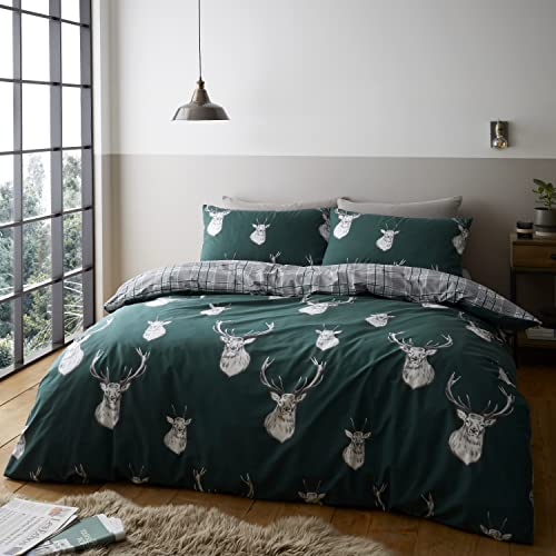 Catherine Lansfield Munro Stags Green - Set copripiumino... - Animalerie Amazon Italie à 19.03€