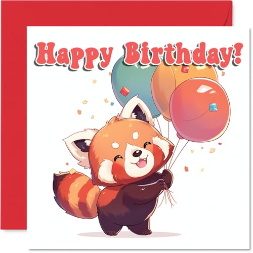 Red Panda Birthday Card - Balloon Animals - Happy Birthday... - Sports & Fitness en promo à 2.79€