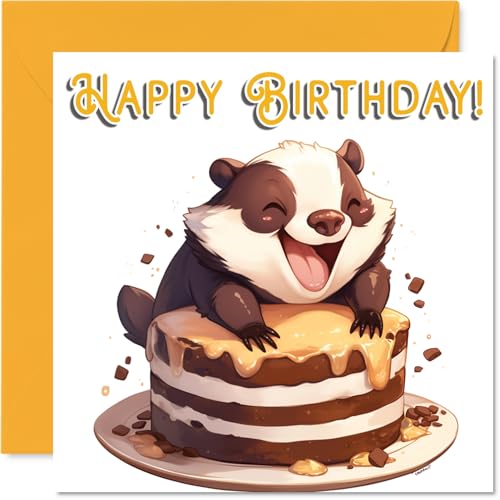 Badger Birthday Cards - Animal Cake - Happy Birthday Card... - Nouvelle promo Amazon à 1.97€