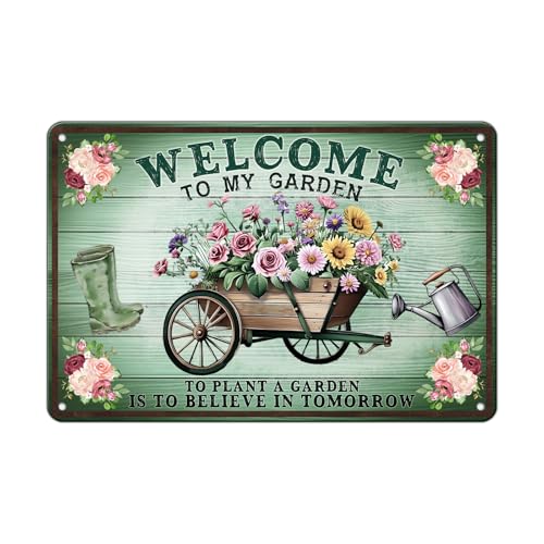 Funny Gardening Vintage Tin Sign Welcome to My Garden Metal... - Maison & Cuisine Amazon Royaume-Uni à 2.00€