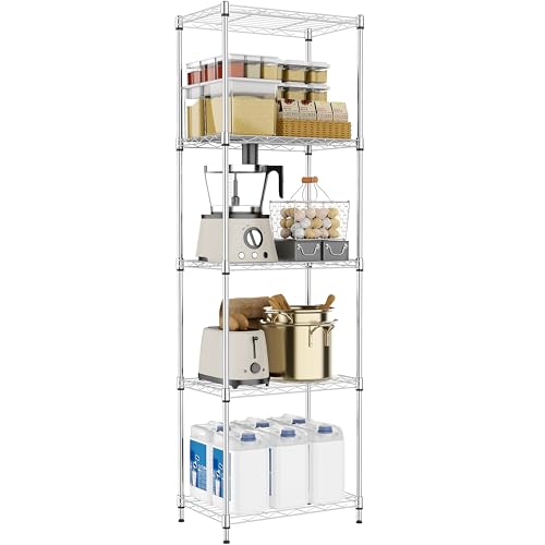 M MZG Étagère de rangement en métal chromé à 5 niveaux avec... - Maison & Cuisine Amazon France à 43.01€