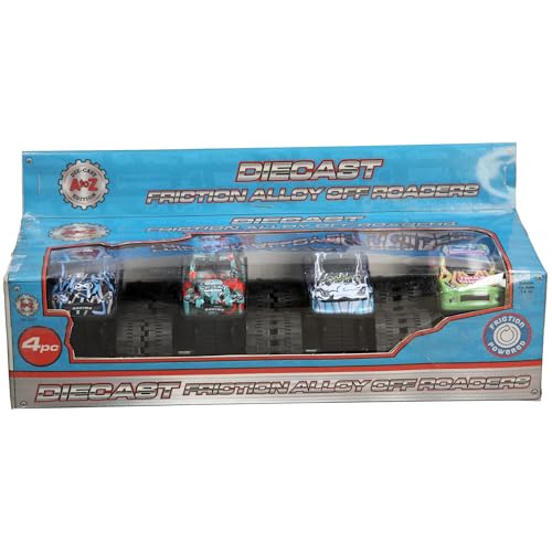 Diecast Monster Truck Set, 4 Piece Friction-Powered... - Auto & Moto Amazon Royaume-Uni à 12.94€