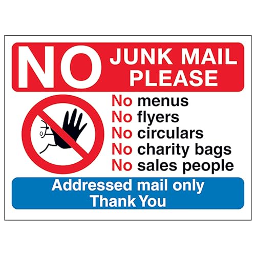 V Safety No Access Symbol: No Junk Mail Please, No Menus... - Maison & Cuisine Amazon Royaume-Uni à 1.77€