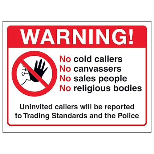 V Safety Warning! No Cold Callers, No Canvassers, No Sales... - Maison & Cuisine Amazon Royaume-Uni à 2.10€