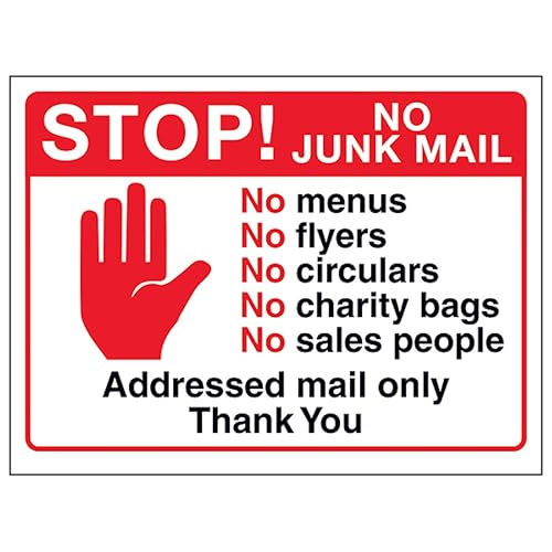 V Safety Stop! No Junk Mail, No Menus...Addressed Mail... - Maison & Cuisine en promo à 2.10€