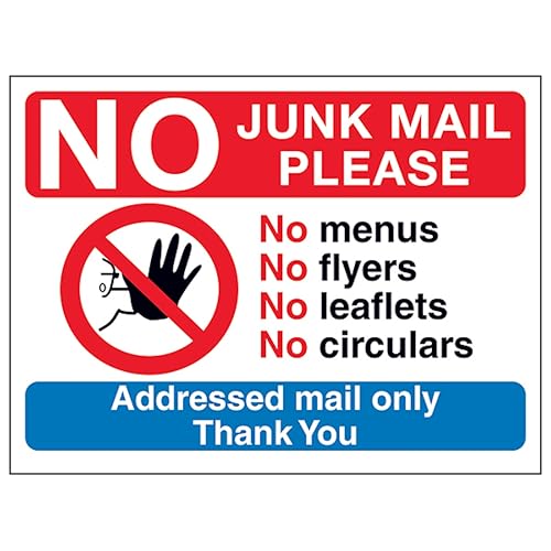 V Safety No Access Symbol: No Junk Mail Please, No Menus... - Maison & Cuisine Amazon Royaume-Uni à 1.85€